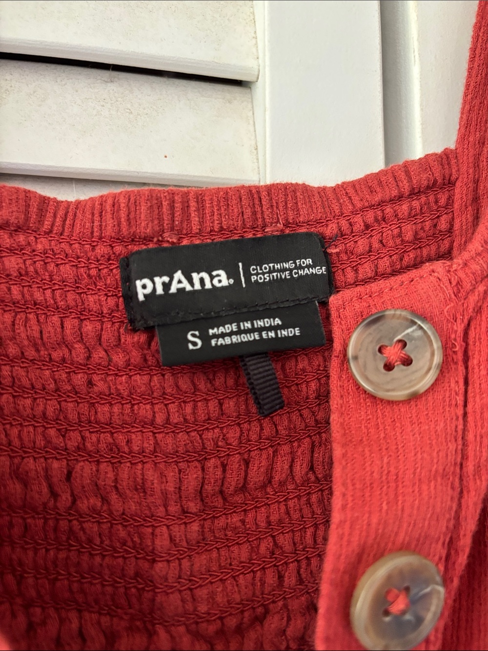 Prana Burnt Orange Button-Front Ribbed Camisole - Picture 3 of 5